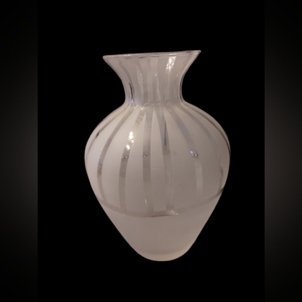 Vintage Large Murano Glass Vase, Marked Made in Italy, Home Decor 12" Tall